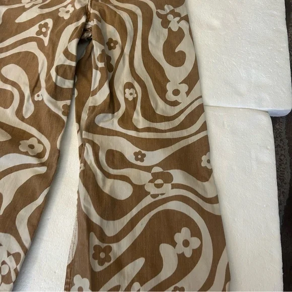 Billabong free fall high waisted wide leg pants orange white 70’s. Floral print - Picture 14 of 16